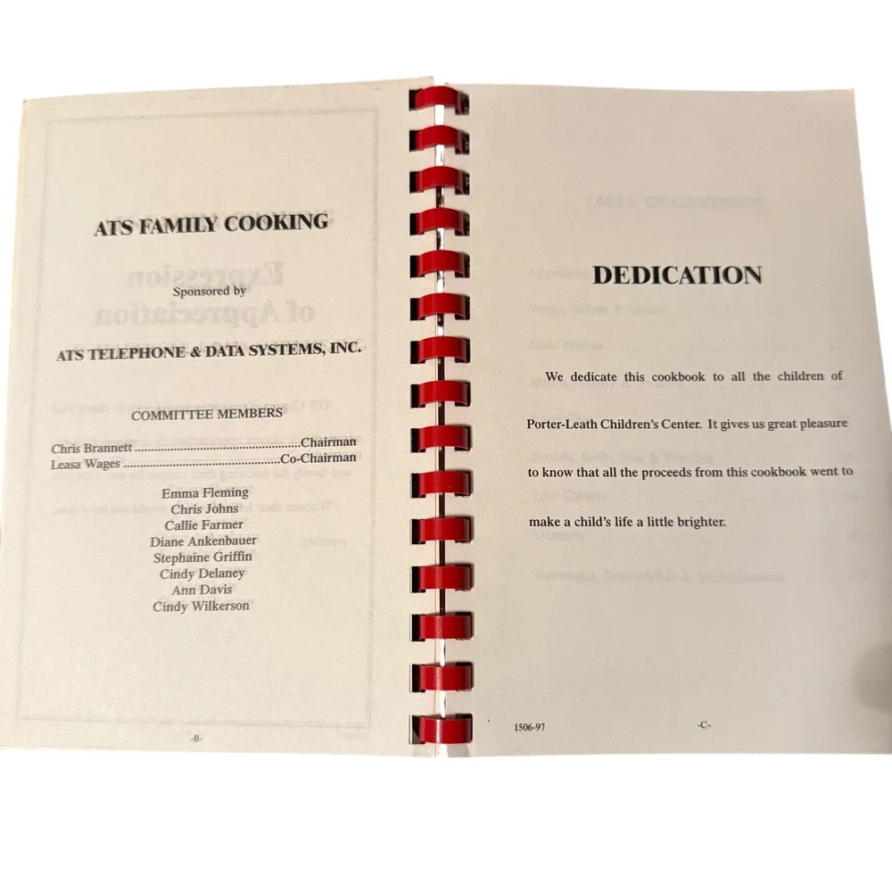 Our Best Home Cooking Spiral Bound Recipe Book ATS Telephone Data Systems‎ Inc